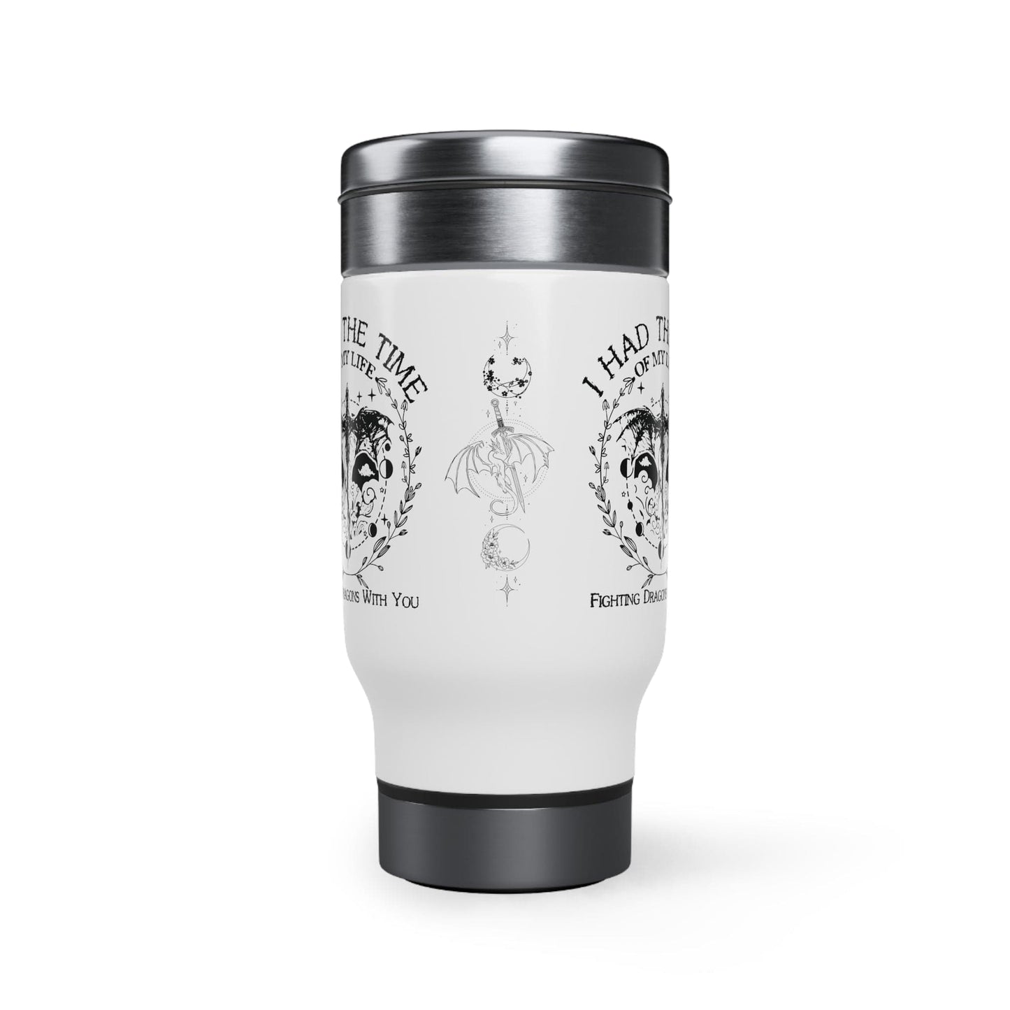 Basgiath War College, I Had The Time Of My Life Fighting Dragons With You" Stainless Steel Travel Mug with Handle, 14oz