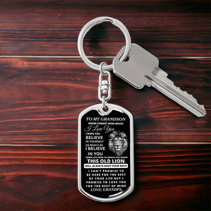 To My Grandson Love, Grandpa | Dog Tag Swivel Keychain