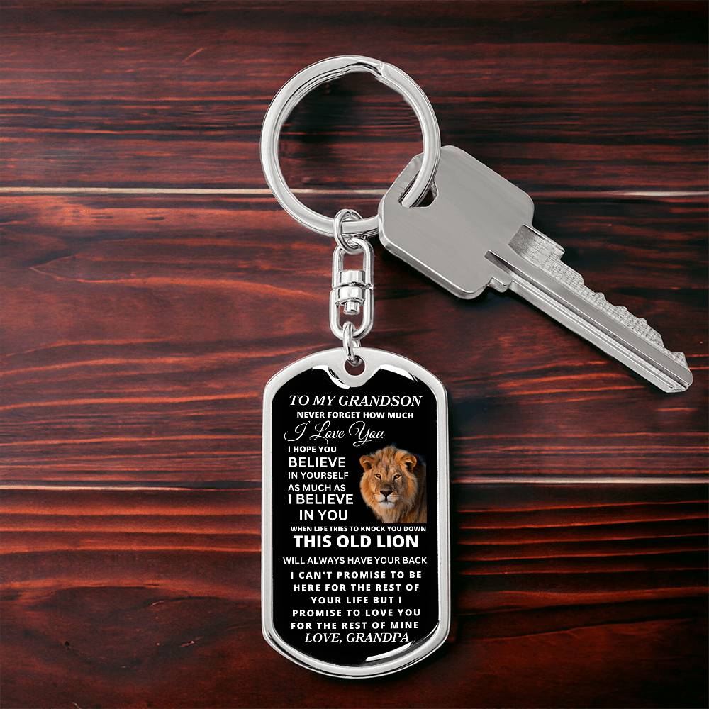 To My Grandson Love, Grandpa | Dog Tag Swivel Keychain