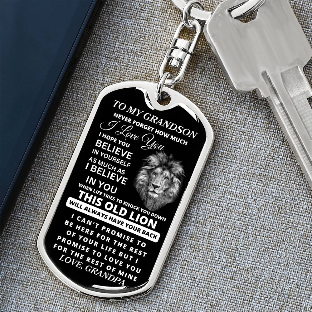 To My Grandson Love, Grandpa | Dog Tag Swivel Keychain