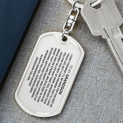 To My Grandson, Dog Tag with Swivel Keychain