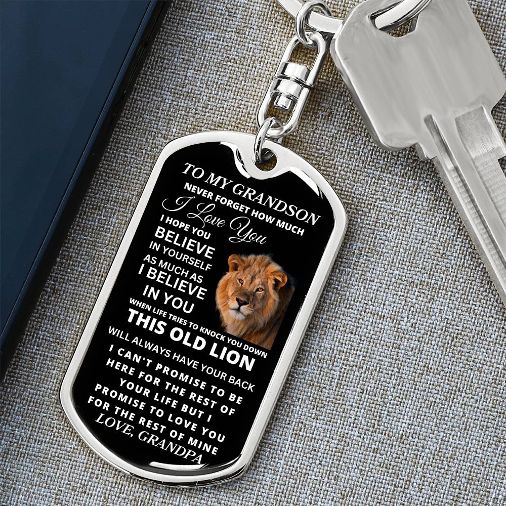 To My Grandson Love, Grandpa | Dog Tag Swivel Keychain