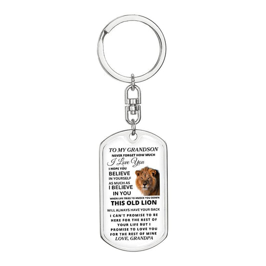 To My Grandson Love, Grandpa |  Dog Tag Swivel Keychain