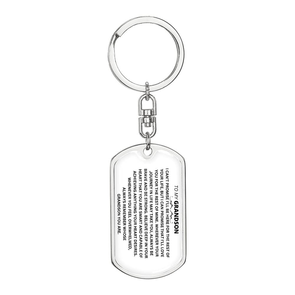 To My Grandson Dog Tag with Swivel Keychain