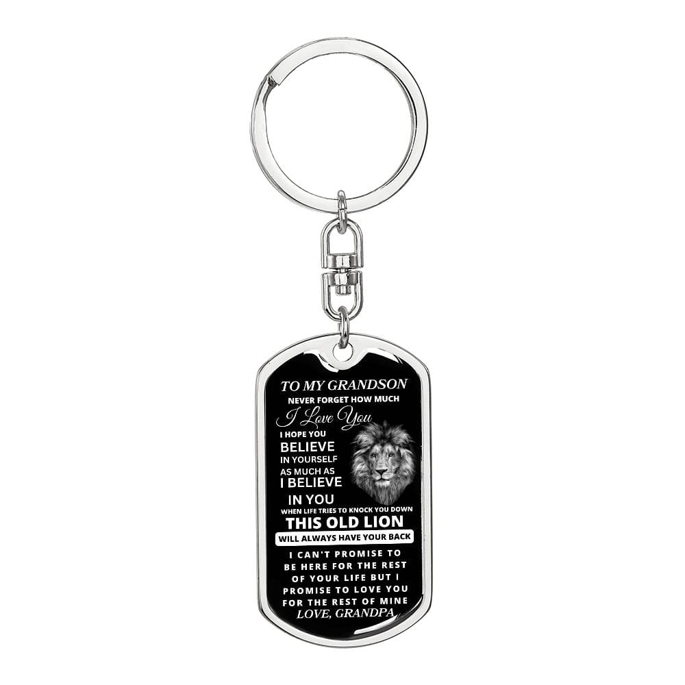 To My Grandson Love, Grandpa | Dog Tag Swivel Keychain