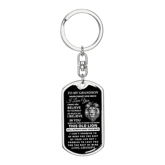 To My Grandson Love, Grandpa | Dog Tag Swivel Keychain