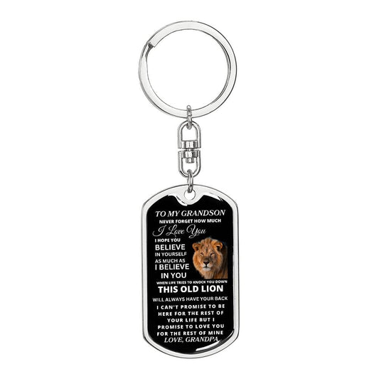 To My Grandson Love, Grandpa | Dog Tag Swivel Keychain