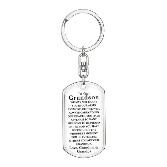 To Our Grandson Love, Grandma & Grandpa | Dog Tag Swivel Keychain