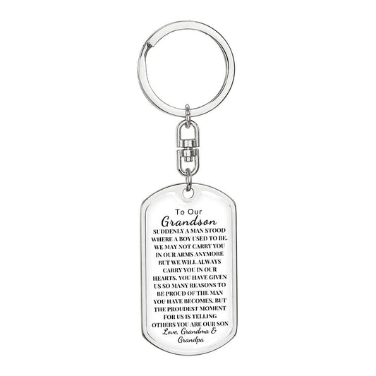 To My Grandson Love, Grandpa | Dog Tag Swivel Keychain