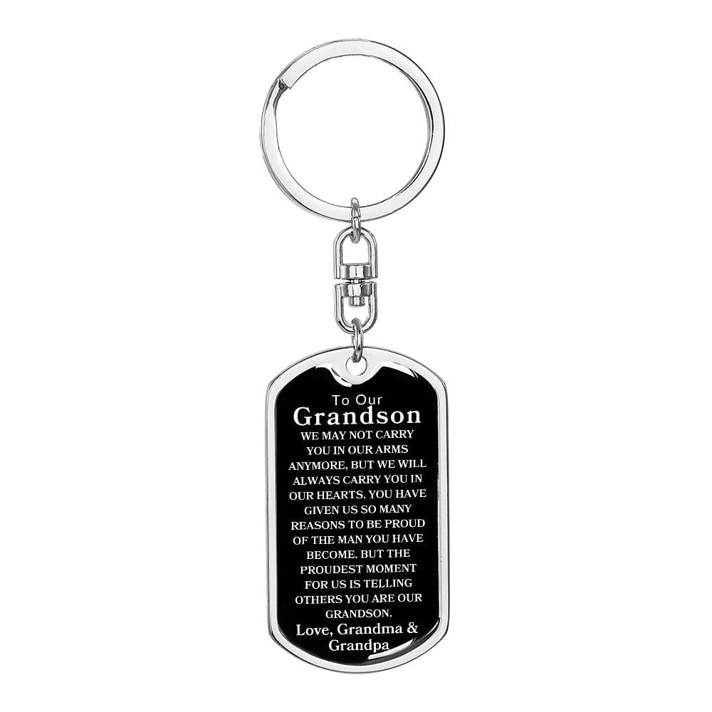 To Our Grandson  Dog Tag Swivel Keychain