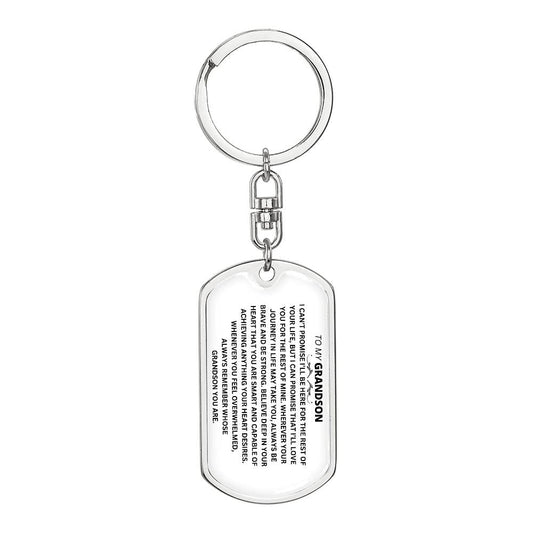 To My Grandson Dog Tag Swivel Keychain 1