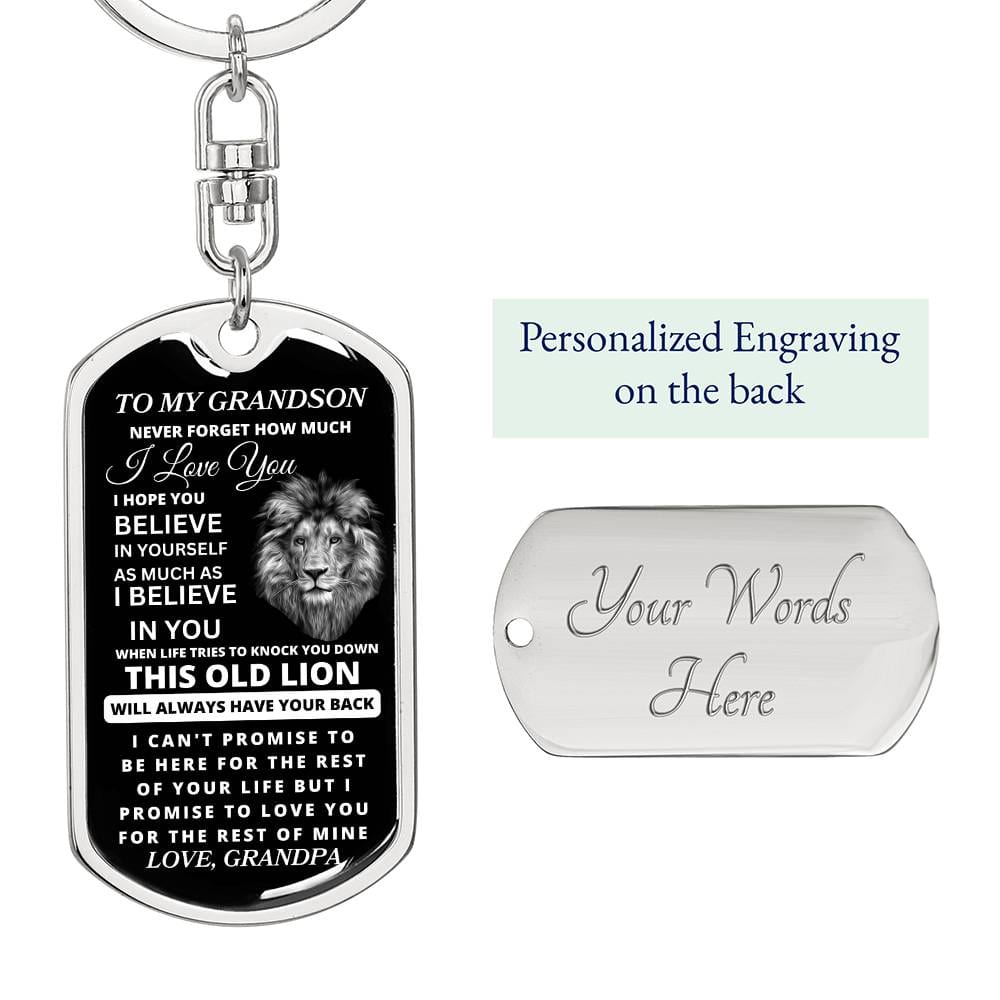 To My Grandson Love, Grandpa | Dog Tag Swivel Keychain