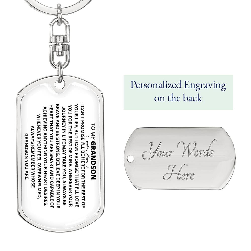 To My Grandson Dog Tag with Swivel Keychain