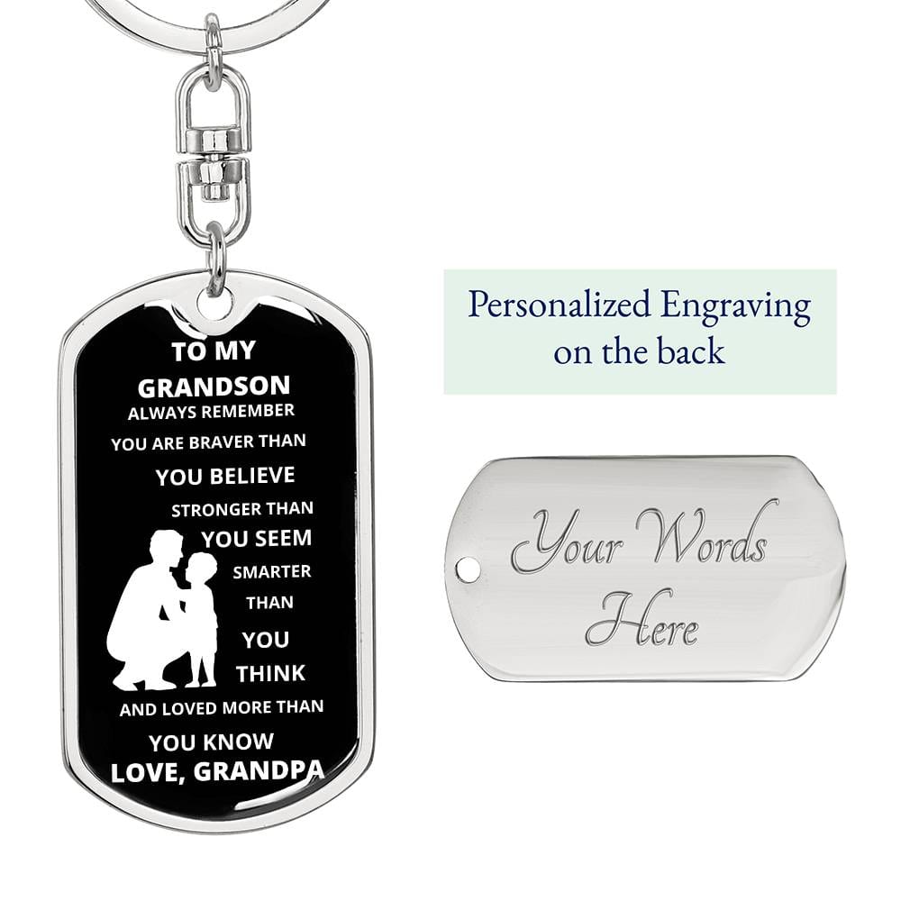 To My Grandson, Love, Grandpa | Dog Tag Swivel Keychain