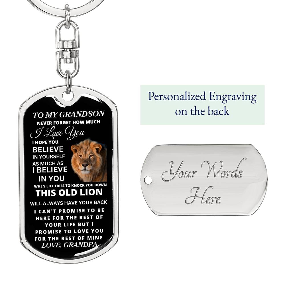 To My Grandson Love, Grandpa | Dog Tag Swivel Keychain