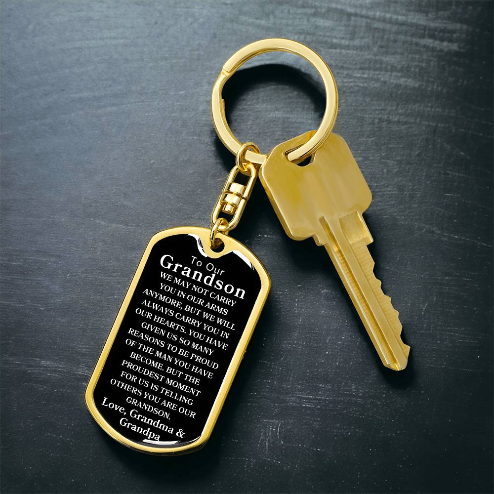 To Our Grandson  Dog Tag Swivel Keychain