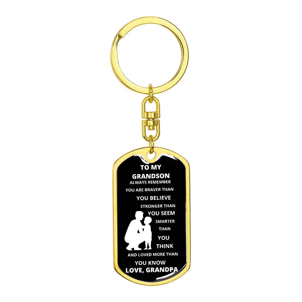 To My Grandson, Love, Grandpa | Dog Tag Swivel Keychain