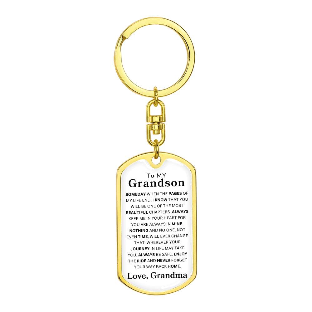 To My Grandson Love, Grandma |  Dog Tag Swivel Keychain