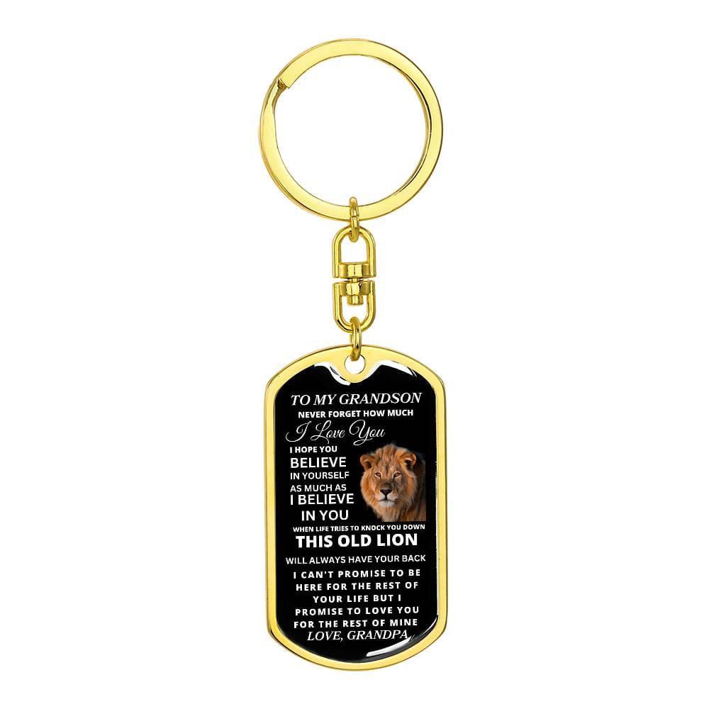 To My Grandson Love, Grandpa | Dog Tag Swivel Keychain