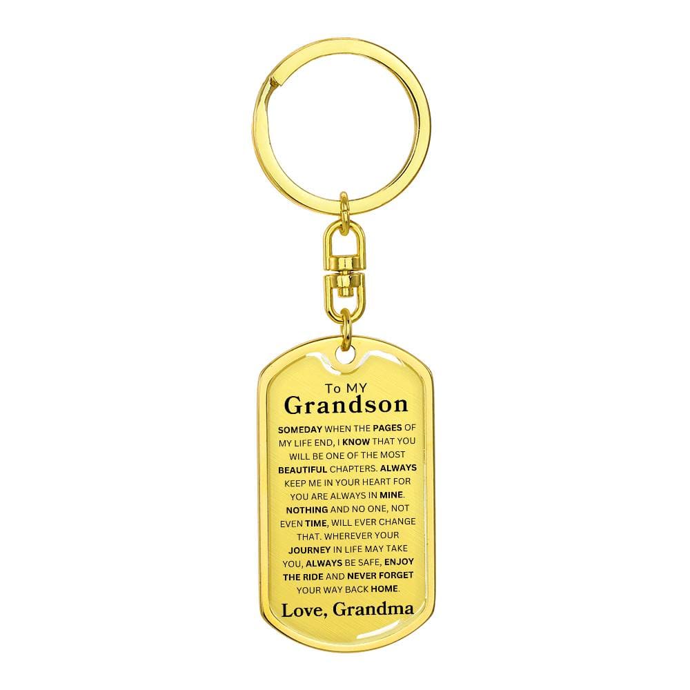 To My Grandson Dog Tag Swivel Keychain