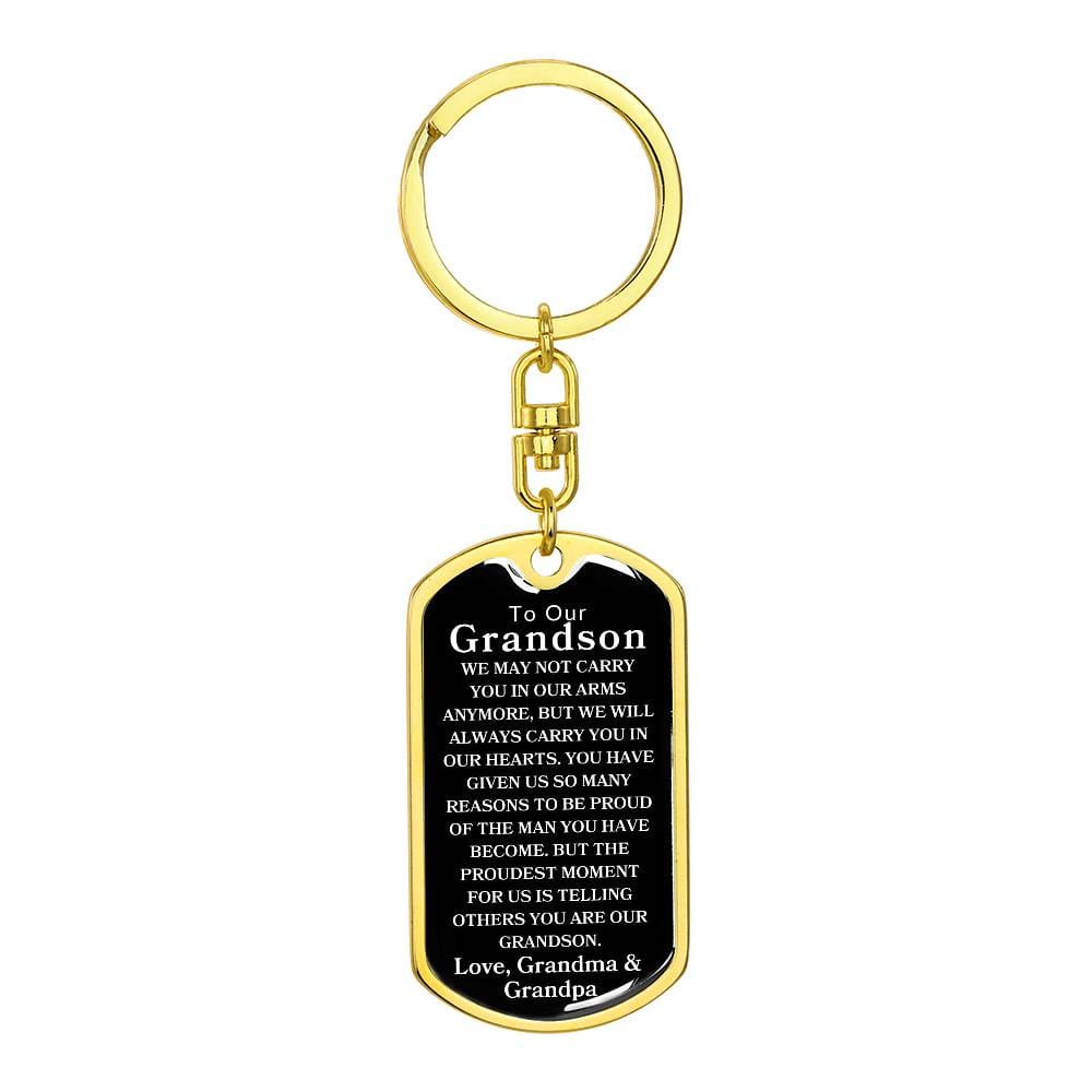 To Our Grandson  Dog Tag Swivel Keychain