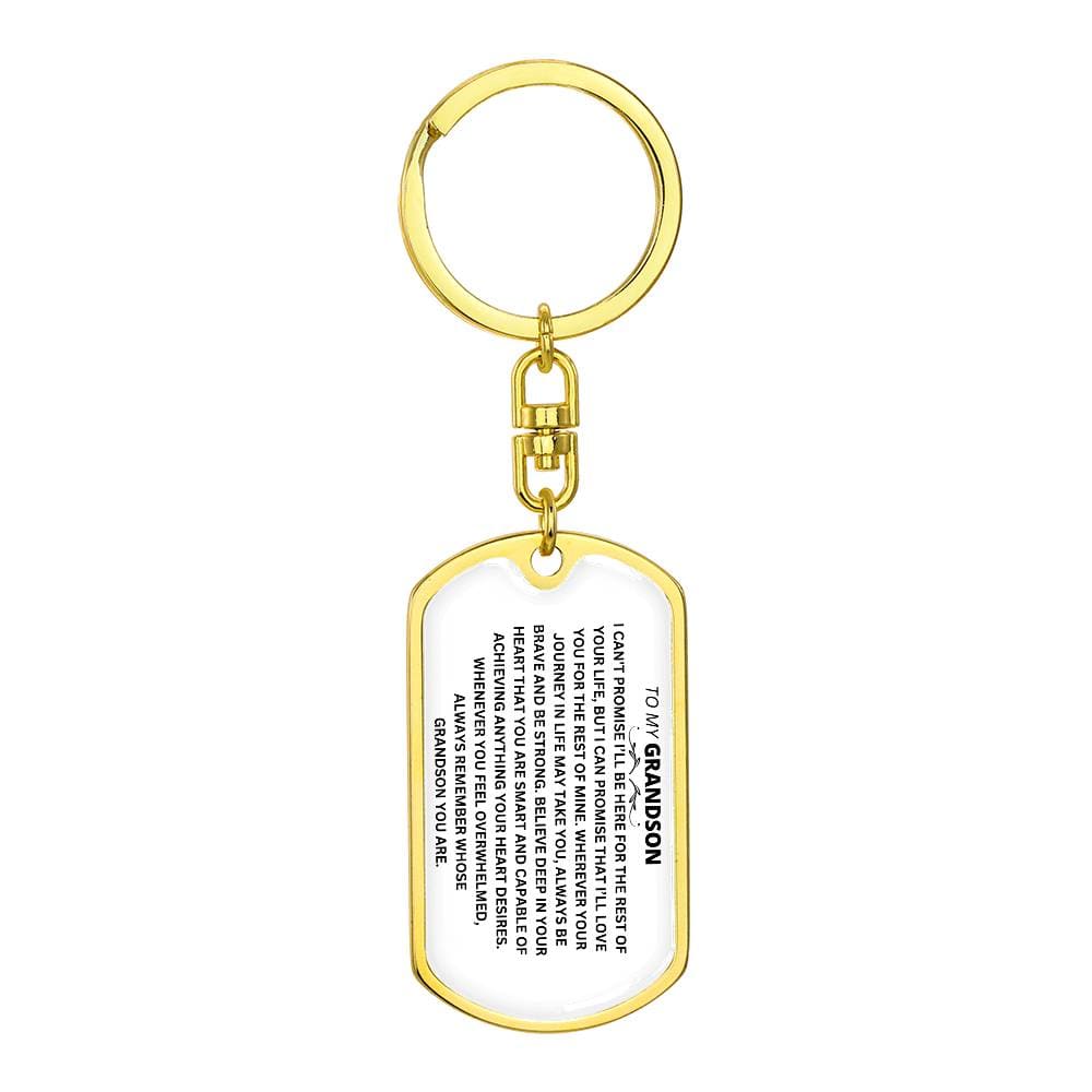 To My Grandson Dog Tag with Swivel Keychain