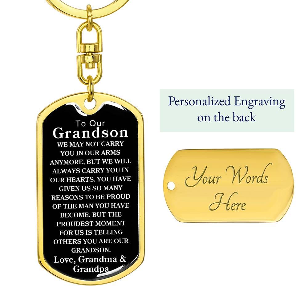 To Our Grandson  Dog Tag Swivel Keychain