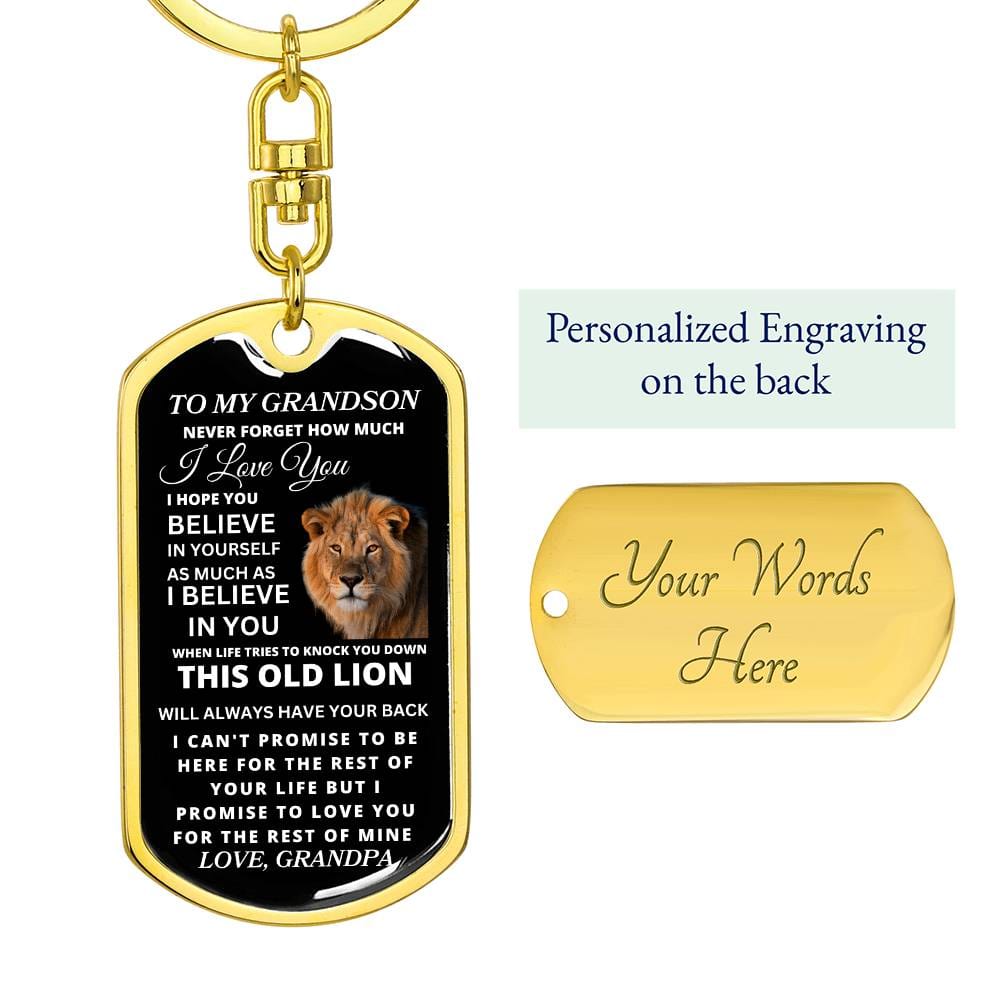 To My Grandson Love, Grandpa | Dog Tag Swivel Keychain