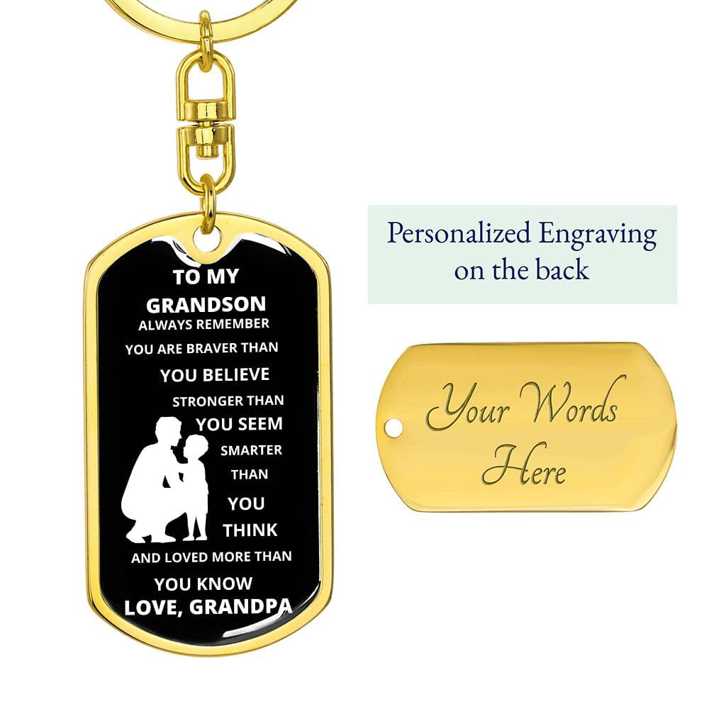 To My Grandson, Love, Grandpa | Dog Tag Swivel Keychain