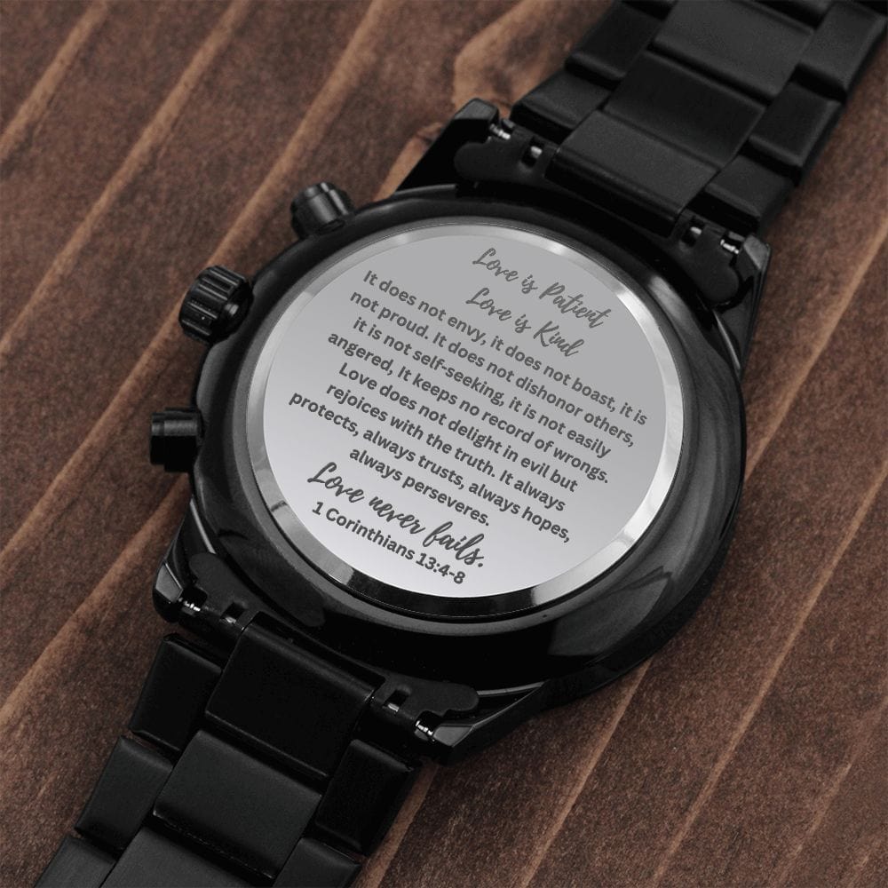 Engraved Watch Gift | 1 Corinthians 13:4-8 | From Bride To Groom | Wedding Day