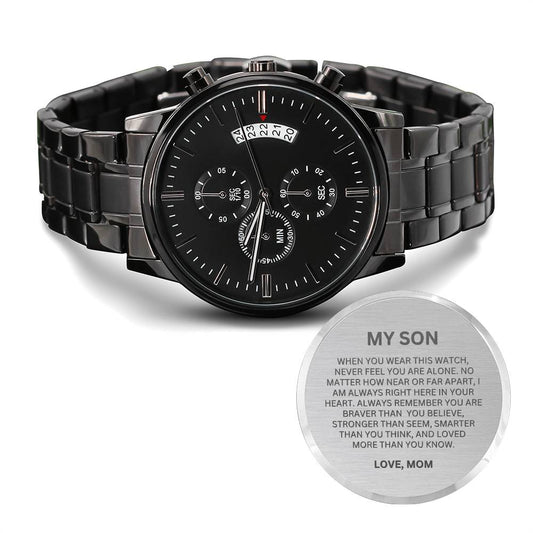 TO MY SON LOVE MOM ENGRAVED WATCH