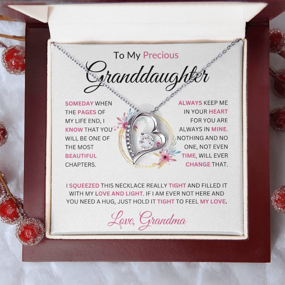 To My Beautiful Granddaughter Love, Grandma Forever Love Necklace