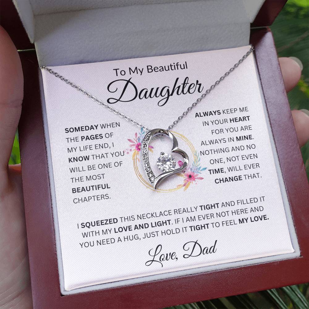 To My Beautiful Daughter Love Dad Forever Love Necklace