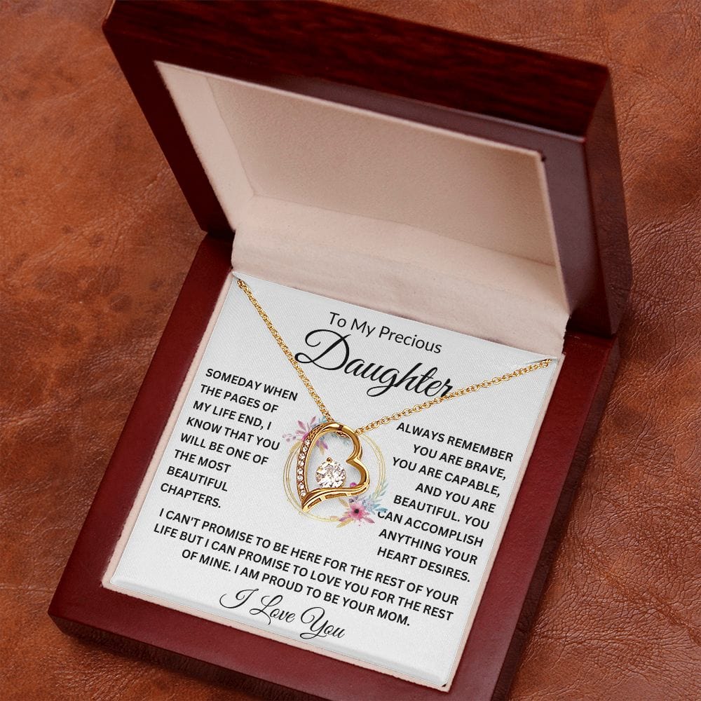 To My Beautiful Daughter " Always Keep Me In Your Heart " Love, Mom Forever Love Necklace