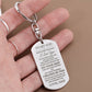 To My Son " Never Forget" Love, Dad Engraved Dog Tag keychain