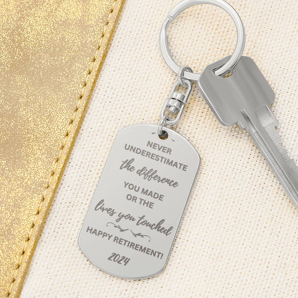 Personalized Retirement Gift 2024 Engraved Dog Tag keychain