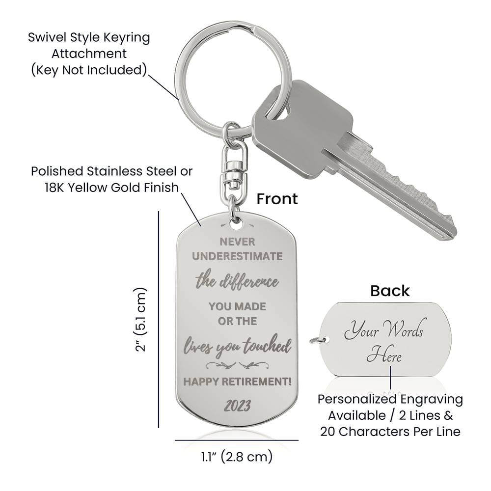 Personalized Retirement Gift Engraved Dog Tag Keychain 2023