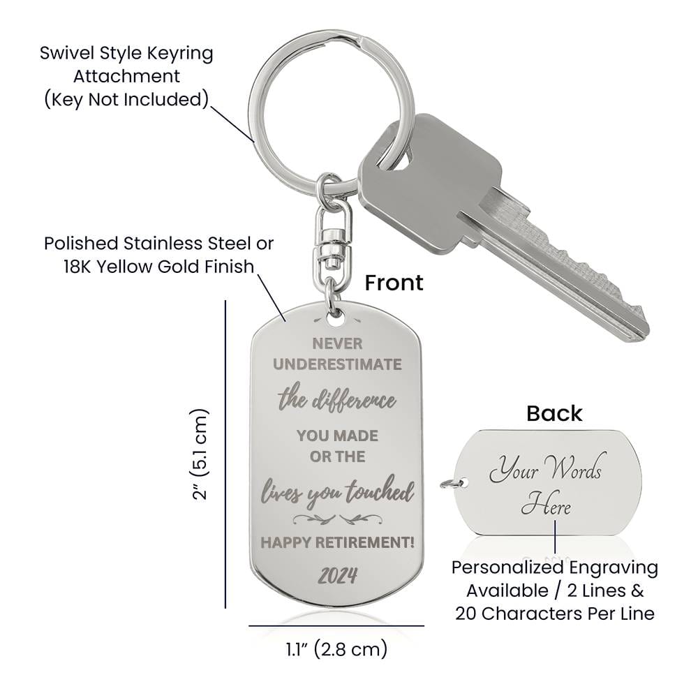 Personalized Retirement Gift 2024 Engraved Dog Tag keychain