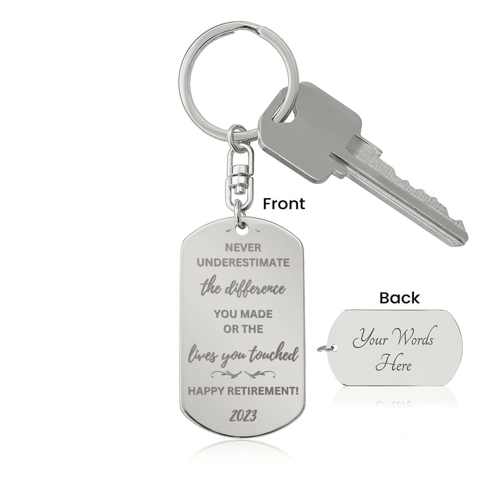 Personalized Retirement Gift Engraved Dog Tag Keychain 2023