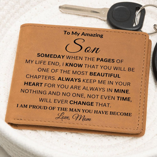 To My Amazing Son " Someday When The Pages Of My Life End" Love Mom |  Men's Leather Wallet