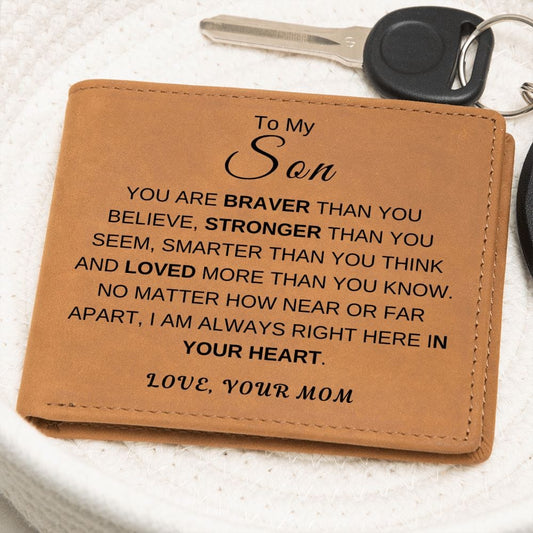 To My Son " You are braver than you think" Men's Leather Wallet