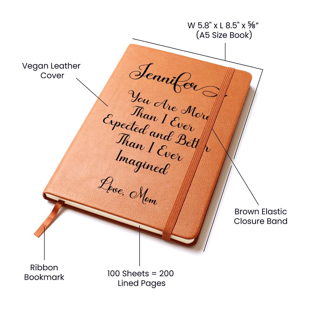 Personalized Vegan Leather Journal "You are more than I ever expected"