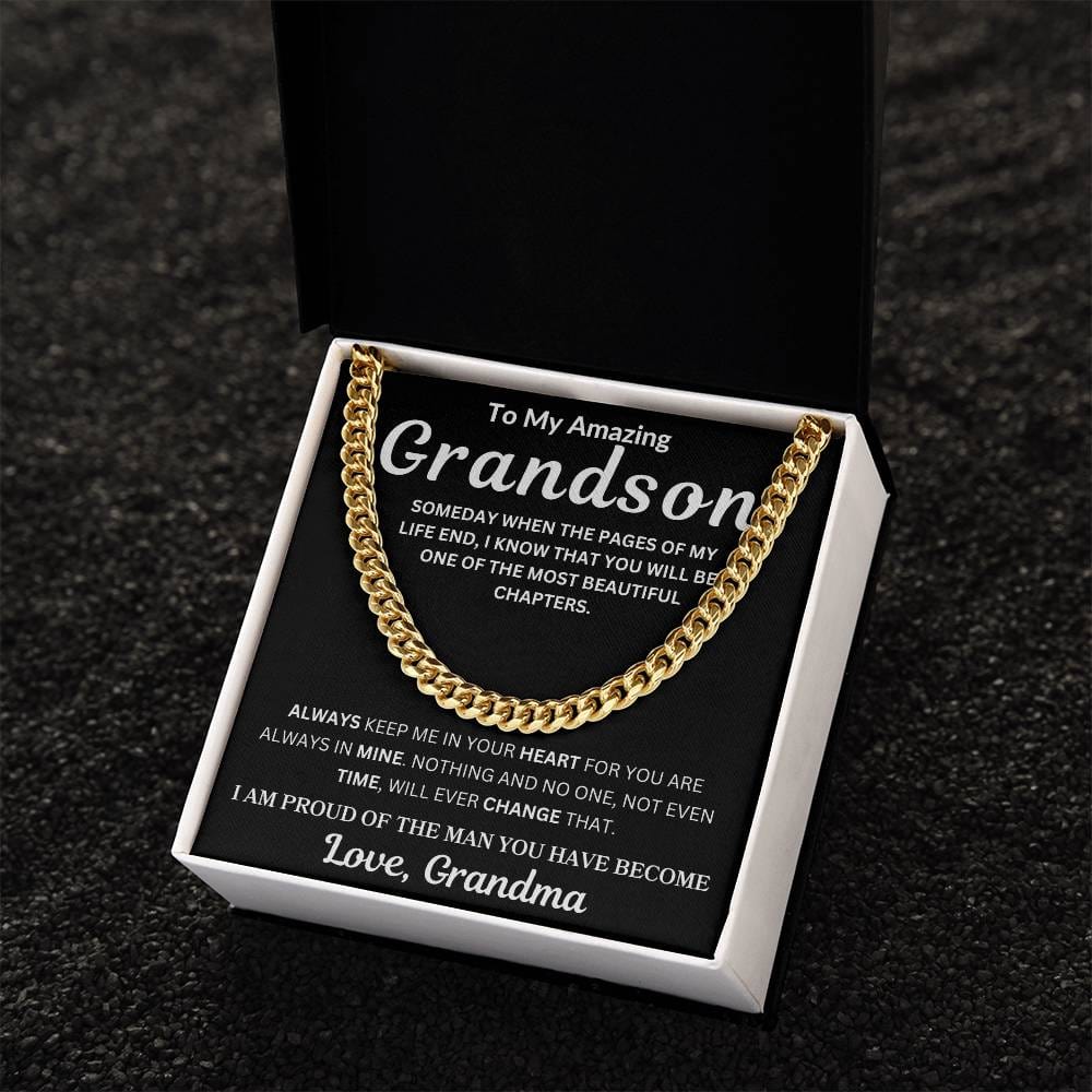 To My Grandson " Someday When The Pages Of My Life End"  Love , Grandma | Cuban Link Chain