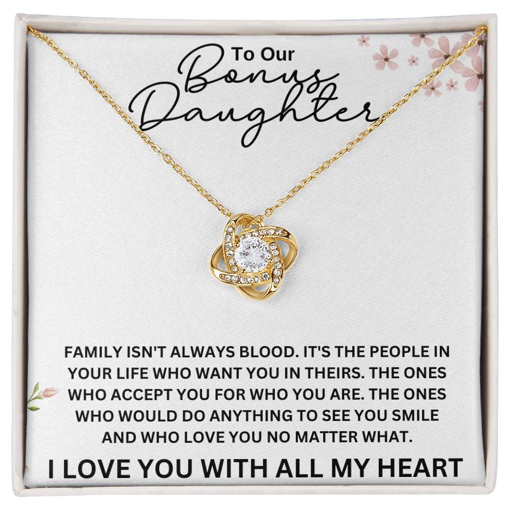 To Our Bonus Daughter Love Knot Necklace