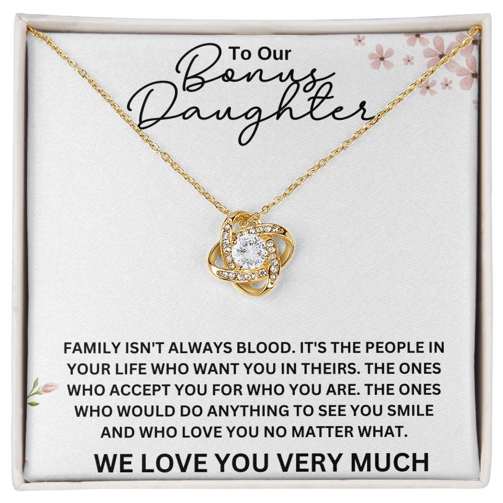 To Our Bonus Daughter Love Knot Necklace