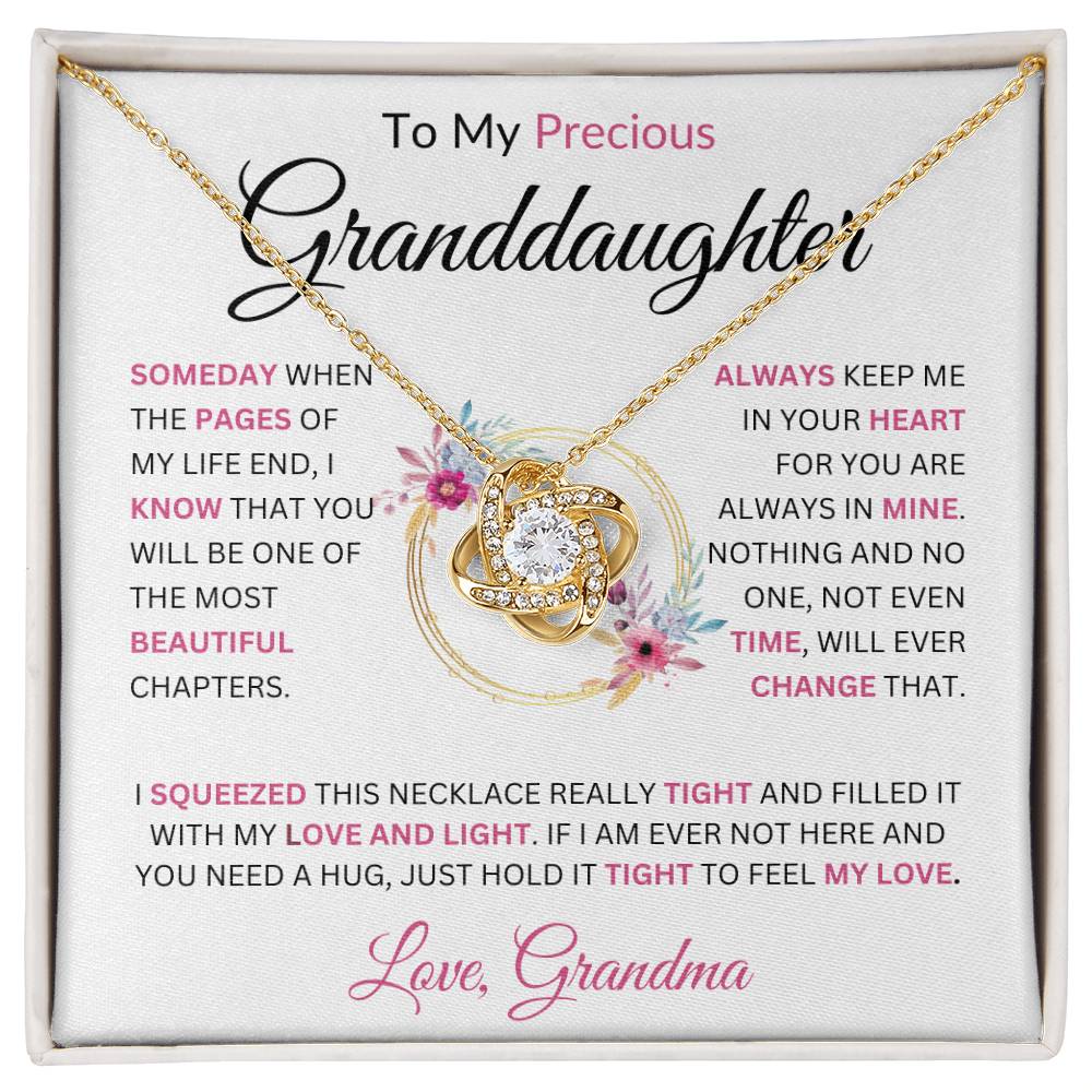 To My Precious Granddaughter Love Grandma Love Knot Necklace