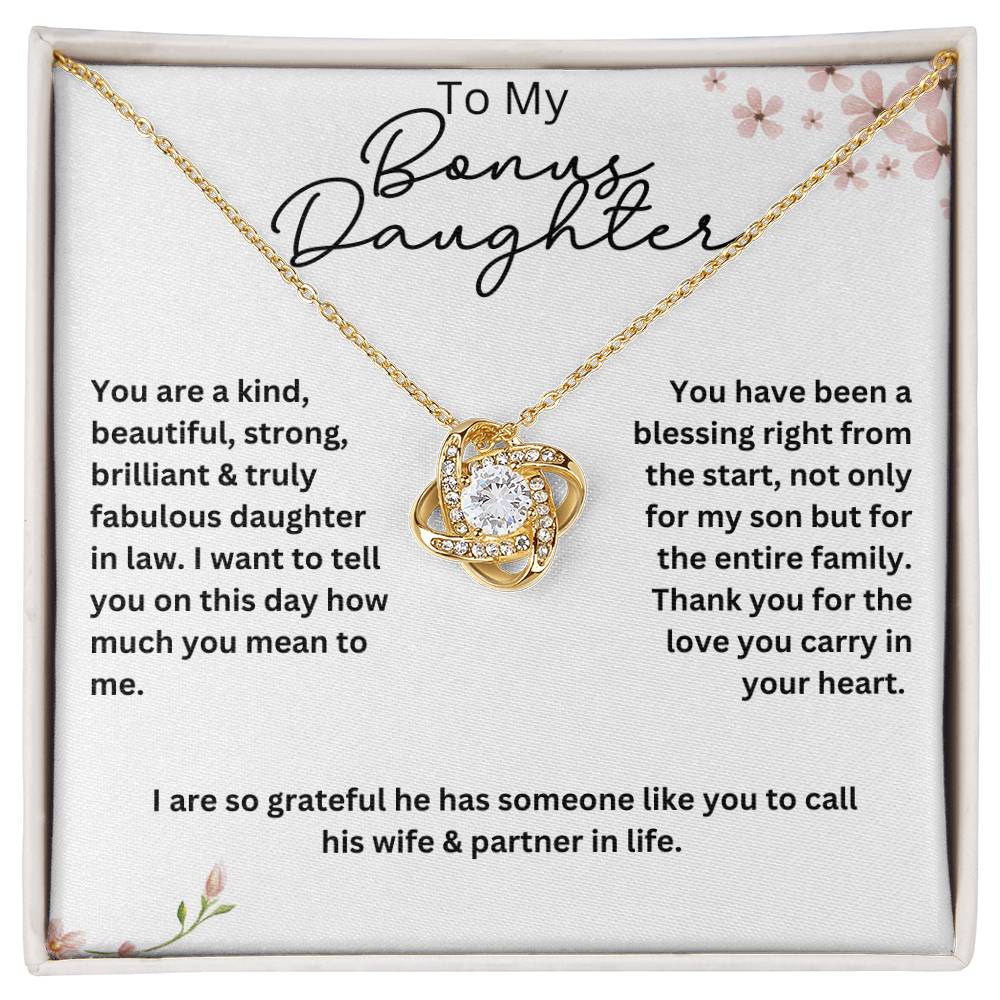 To My Bonus Daughter  Love Knot Necklace