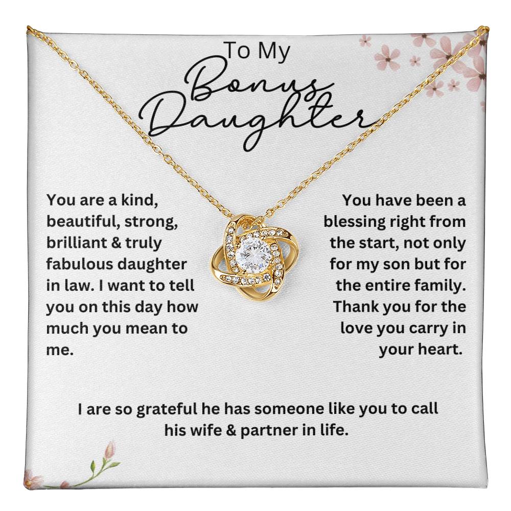 To My Bonus Daughter  Love Knot Necklace