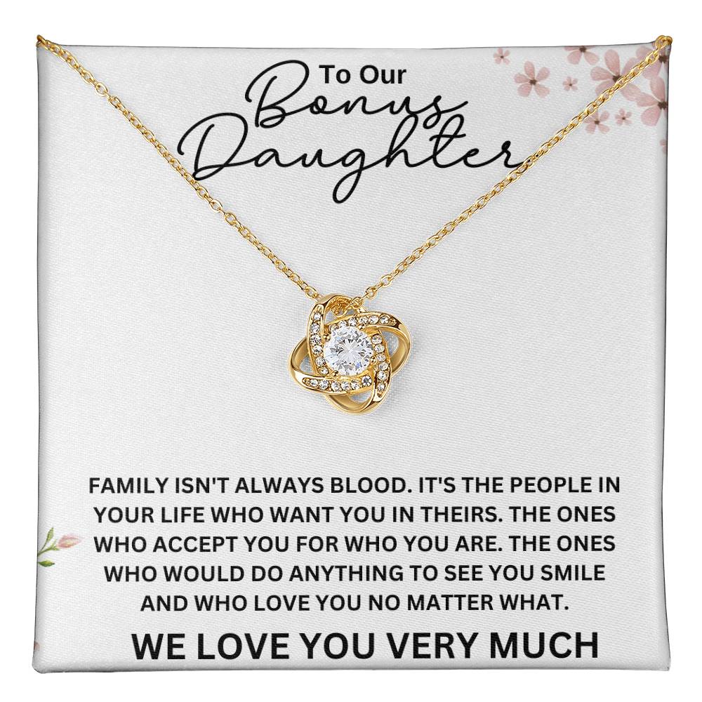 To Our Bonus Daughter Love Knot Necklace