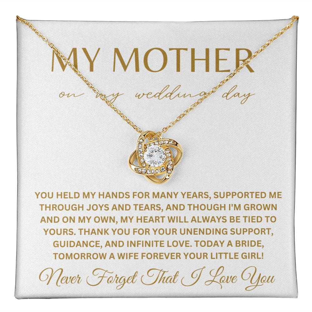 To My Mother on My Wedding Day Bride Mom Gift for Mother of The Bride Gift from Bride Gift from Daughter Necklace Wedding Jewelry E